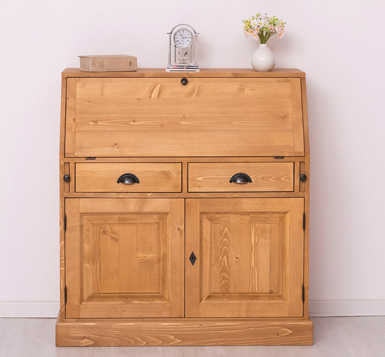 Breiter Sekretär aus Massivholz - klappbar