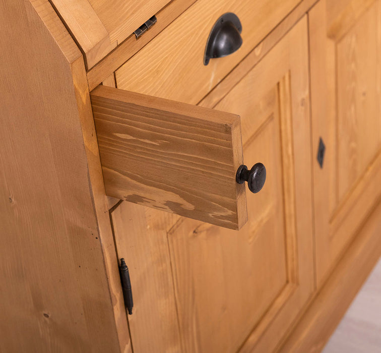 Breiter Sekretär aus Massivholz - klappbar