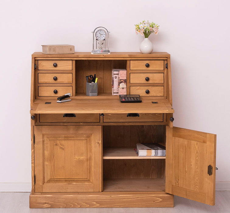 Breiter Sekretär aus Massivholz - klappbar