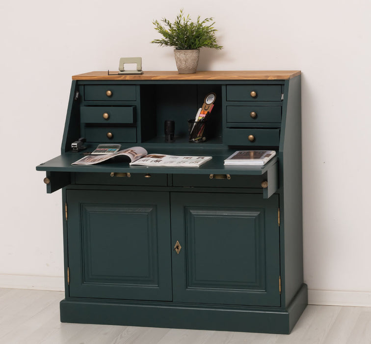 Breiter Sekretär aus Massivholz - klappbar