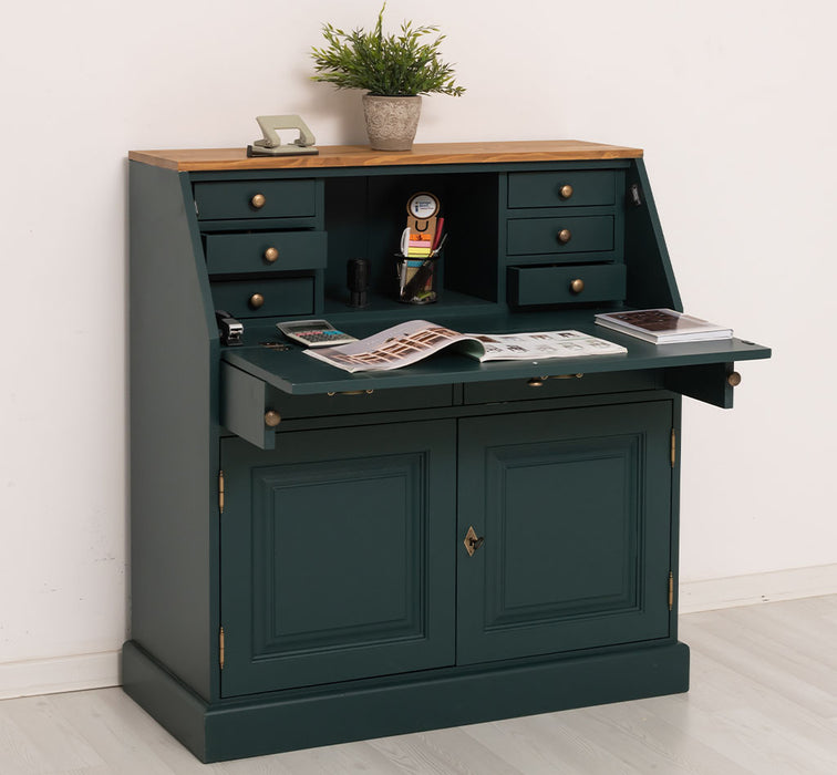 Breiter Sekretär aus Massivholz - klappbar