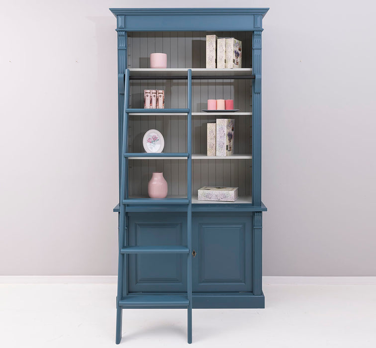 Bücherregal aus Massivholz | 2-teilige Bibliothek inklusive Leiter