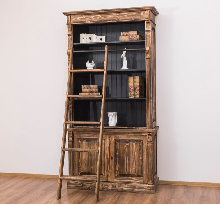 Bücherregal aus Massivholz | 2-teilige Bibliothek inklusive Leiter