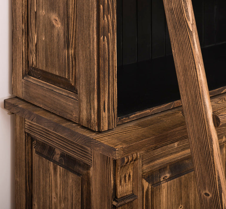 Bücherregal aus Massivholz | 2-teilige Bibliothek inklusive Leiter