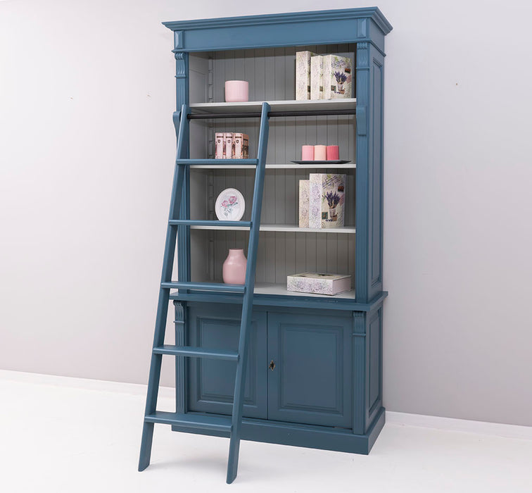 Bücherregal aus Massivholz | 2-teilige Bibliothek inklusive Leiter