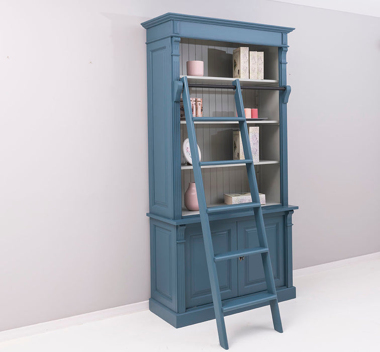 Bücherregal aus Massivholz | 2-teilige Bibliothek inklusive Leiter