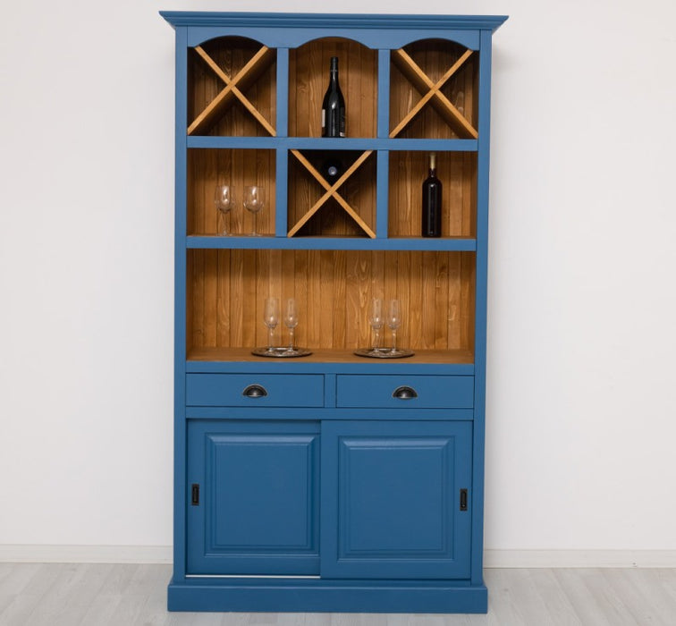 Buffet- und Weinschrank aus Massivholz mit Flaschenablagen