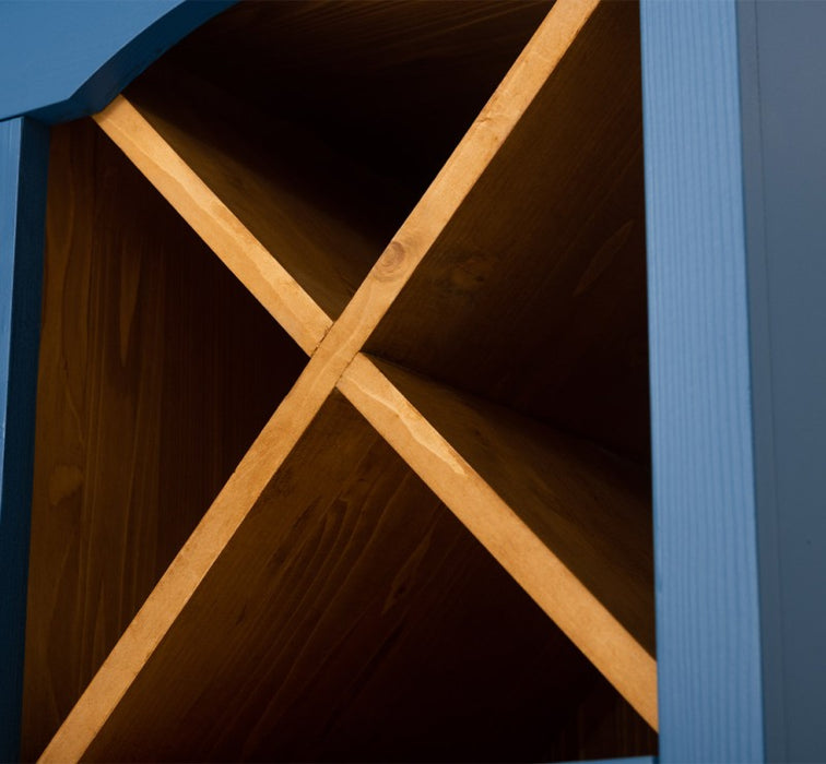 Buffet- und Weinschrank aus Massivholz mit Flaschenablagen