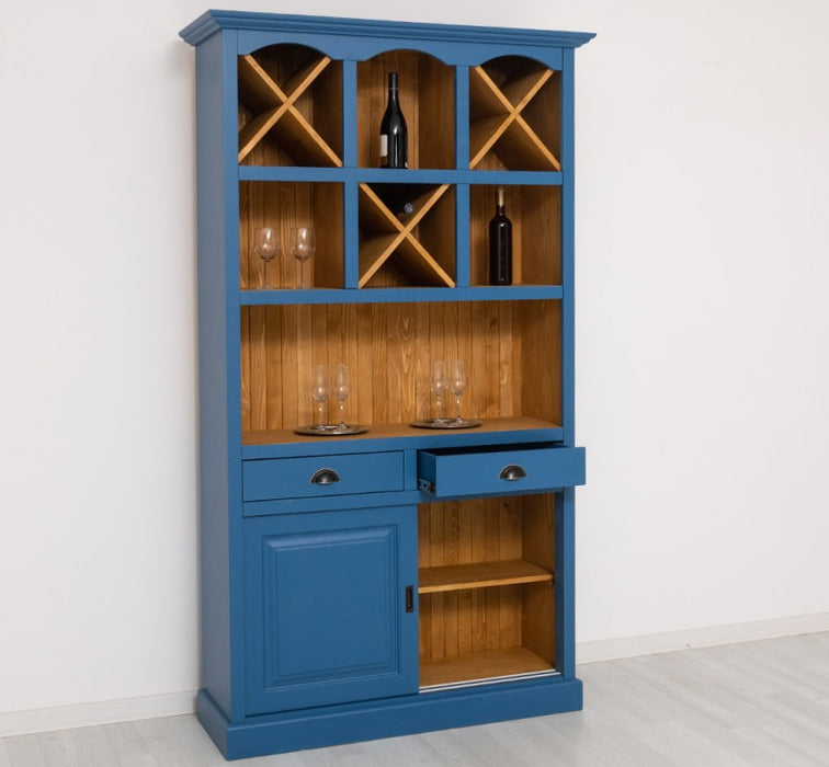 Buffet- und Weinschrank aus Massivholz mit Flaschenablagen