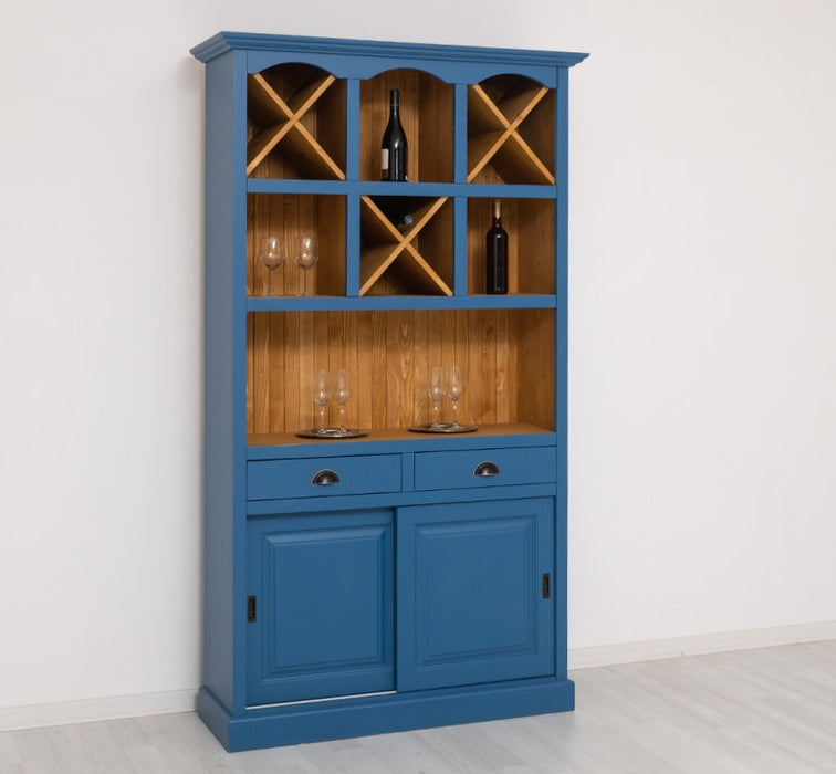 Buffet- und Weinschrank aus Massivholz mit Flaschenablagen