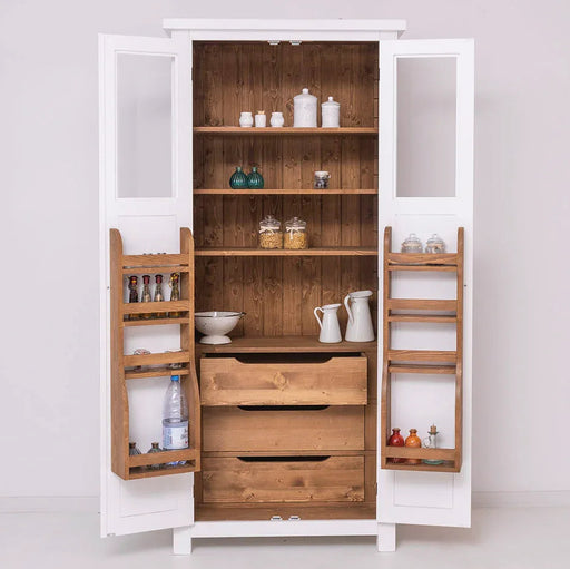 Buffetschrank aus Massivholz | Geschirrschrank- und Gewürzschrank mit Staufächern in den Türen