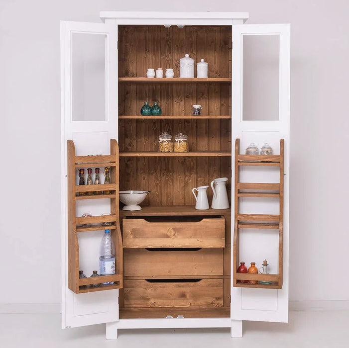 Buffetschrank aus Massivholz | Geschirrschrank- und Gewürzschrank mit Staufächern in den Türen