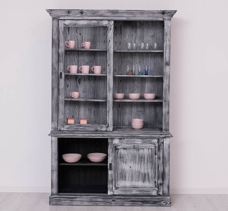 Buffetschrank mit Schiebetüren | Geschirrschrank | Vitrine | 2-teilig -