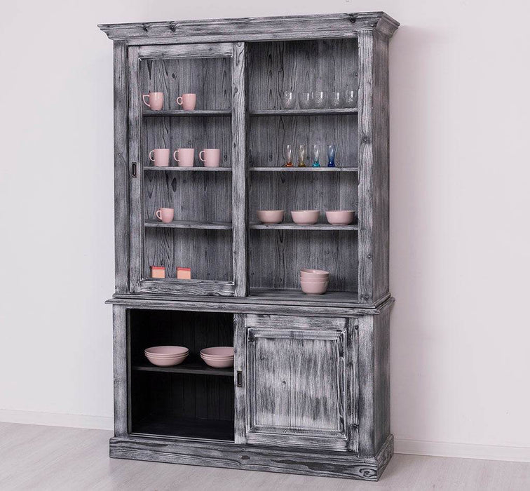 Buffetschrank mit Schiebetüren | Geschirrschrank | Vitrine | 2-teilig -