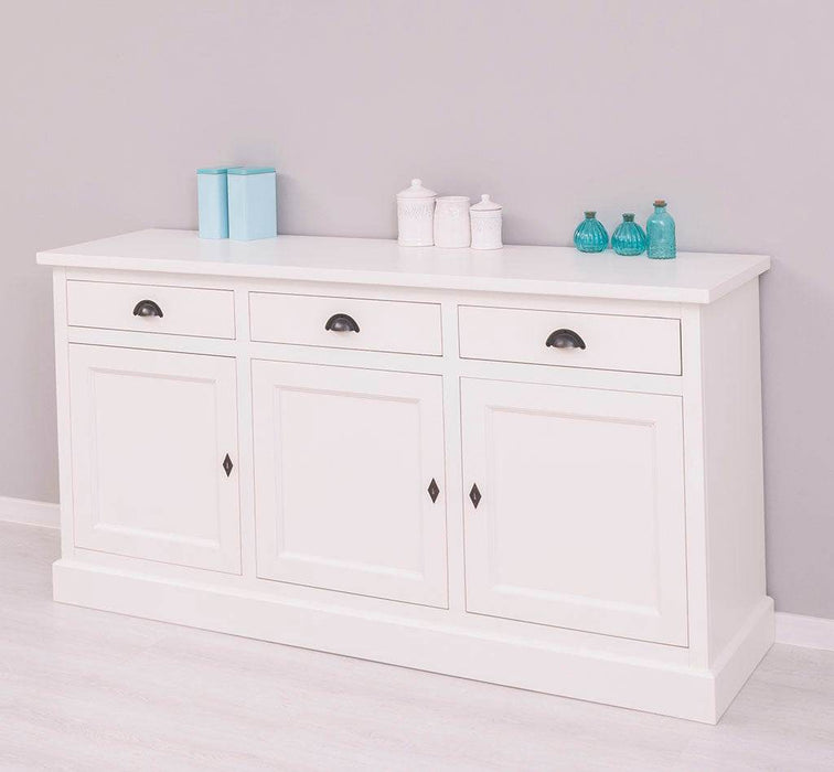 Dreitüriges Sideboard 175 aus Massivholz mit drei Schubladen -