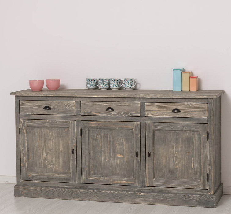 Dreitüriges Sideboard 175 aus Massivholz mit drei Schubladen -