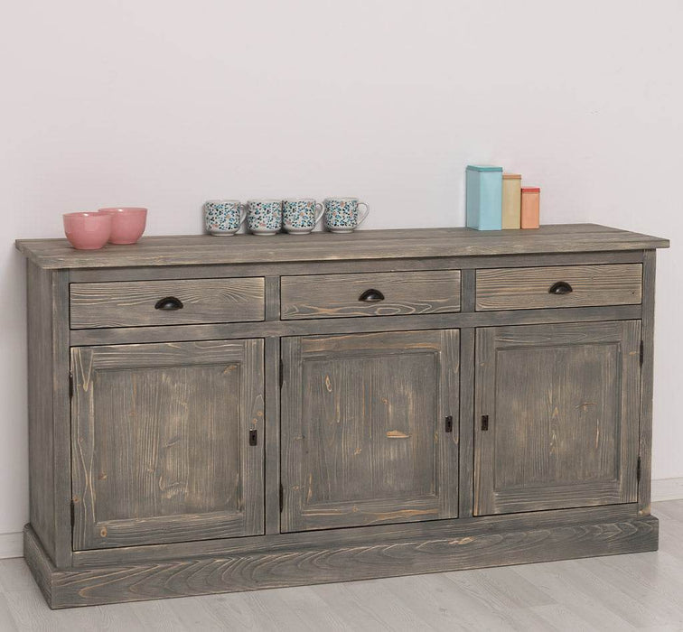 Dreitüriges Sideboard 175 aus Massivholz mit drei Schubladen -
