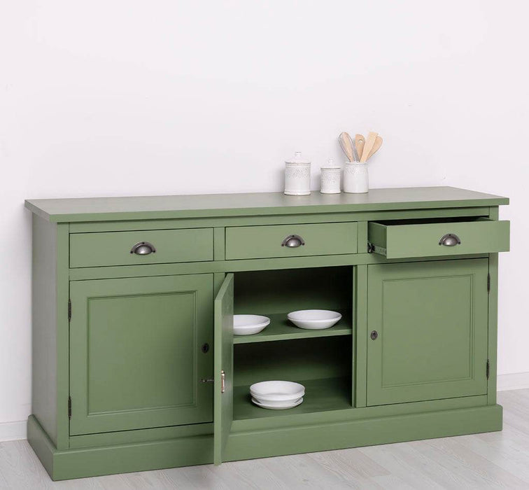 Dreitüriges Sideboard 175 aus Massivholz mit drei Schubladen -