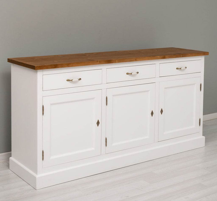 Dreitüriges Sideboard 175 aus Massivholz mit drei Schubladen -