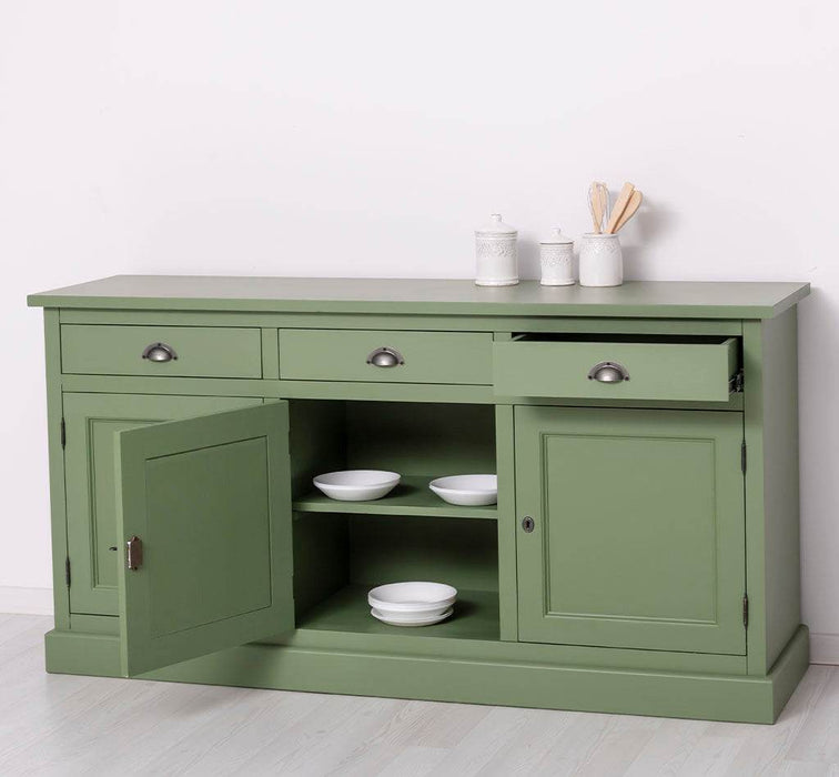 Dreitüriges Sideboard 175 aus Massivholz mit drei Schubladen -