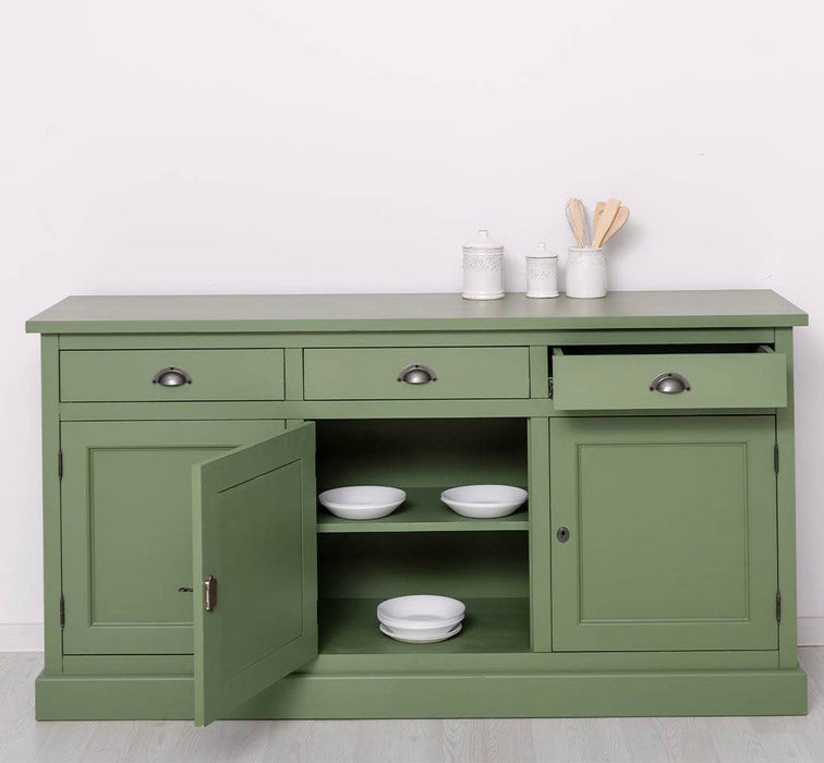 Dreitüriges Sideboard 175 aus Massivholz mit drei Schubladen -