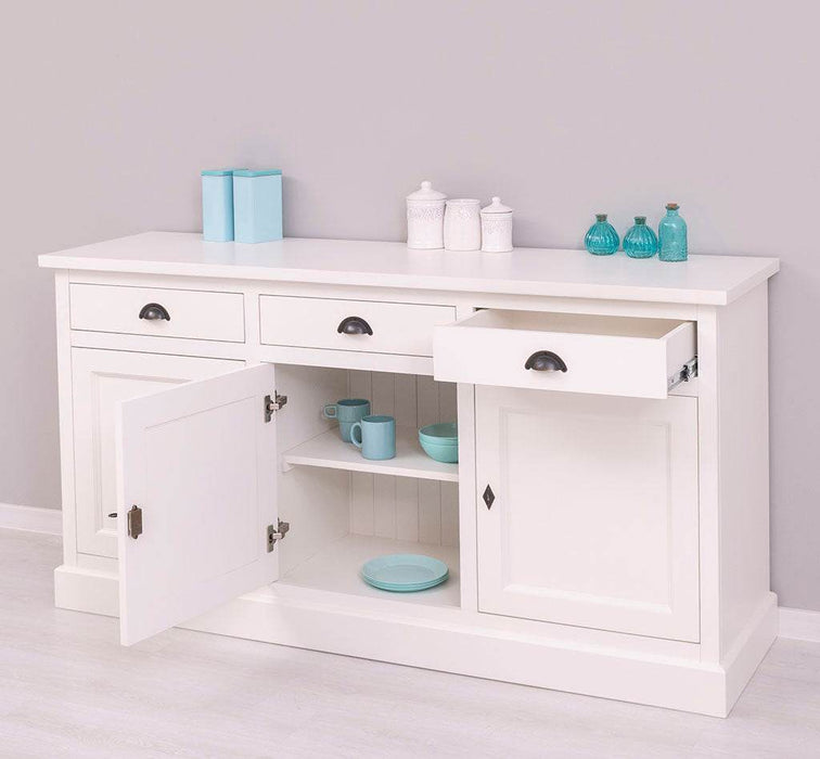 Dreitüriges Sideboard 175 aus Massivholz mit drei Schubladen -