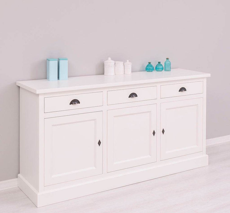Dreitüriges Sideboard 175 aus Massivholz mit drei Schubladen -