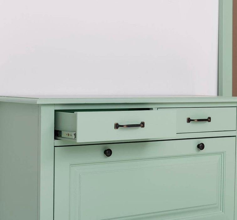 Eingangs-Set bestehend aus Kommode und Ganzkörperspiegel aus Massivholz -