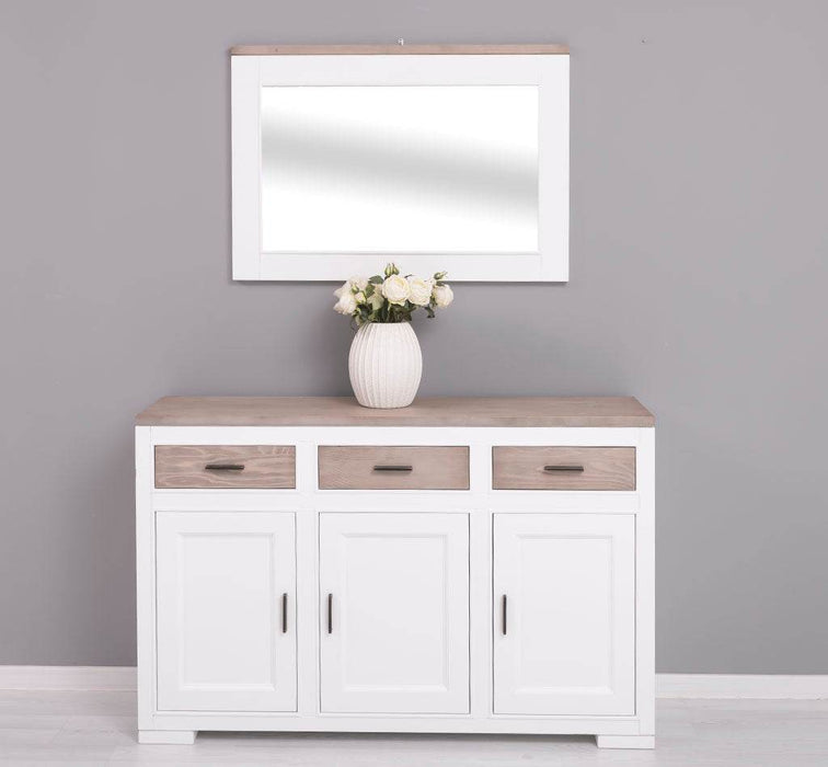 Eingangs-Set bestehend aus Kommode und Wandspiegel aus Massivholz -