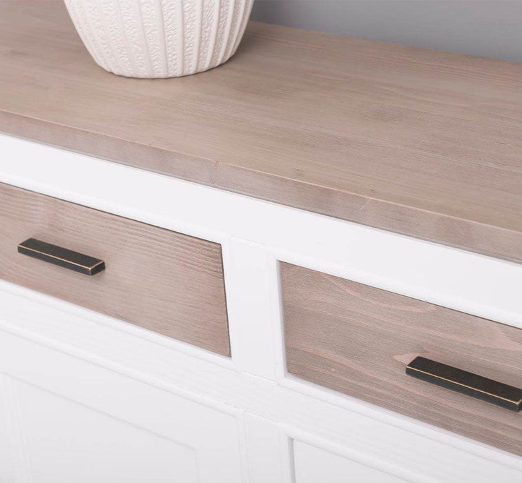 Eingangs-Set bestehend aus Kommode und Wandspiegel aus Massivholz -