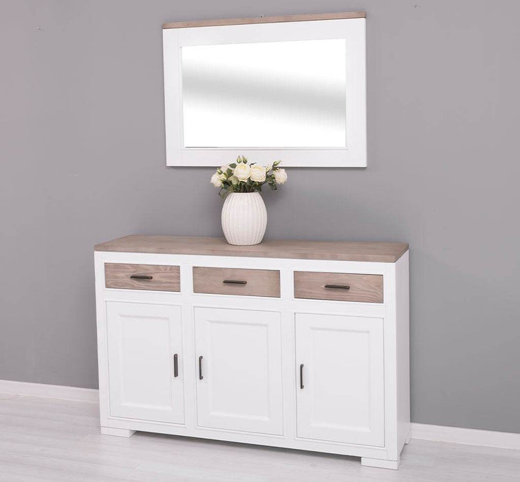 Eingangs-Set bestehend aus Kommode und Wandspiegel aus Massivholz -