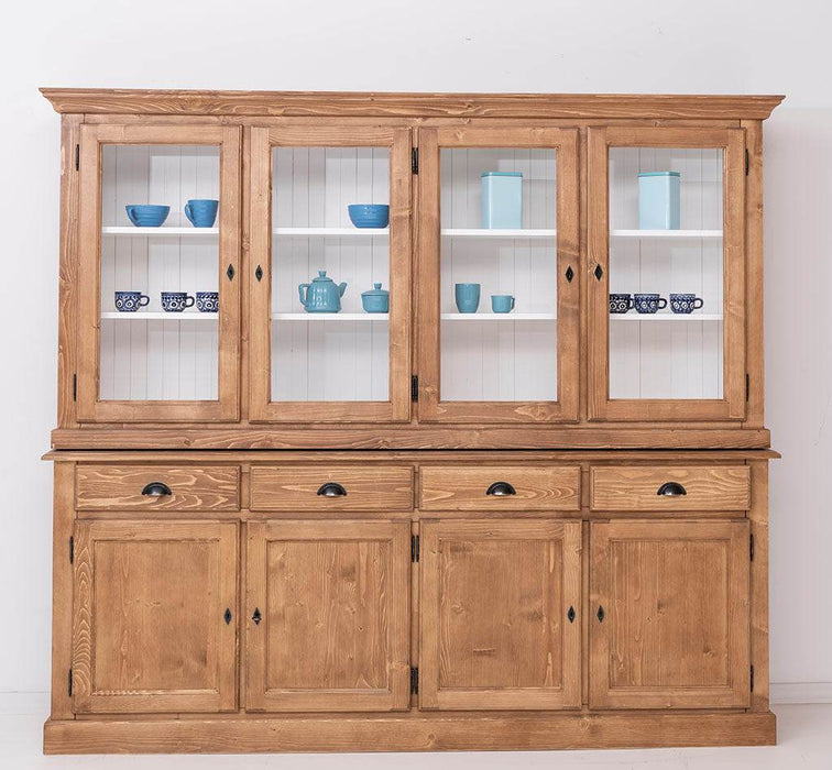 Esszimmerschrank aus Massivholz | Geschirrschrank | 2-teilig | 4 Elemente -