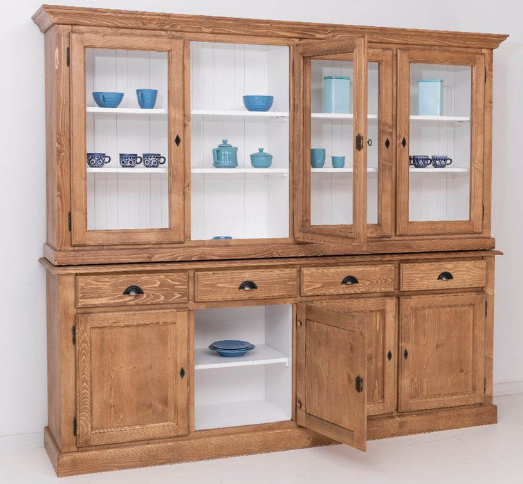 Esszimmerschrank aus Massivholz | Geschirrschrank | 2-teilig | 4 Elemente -