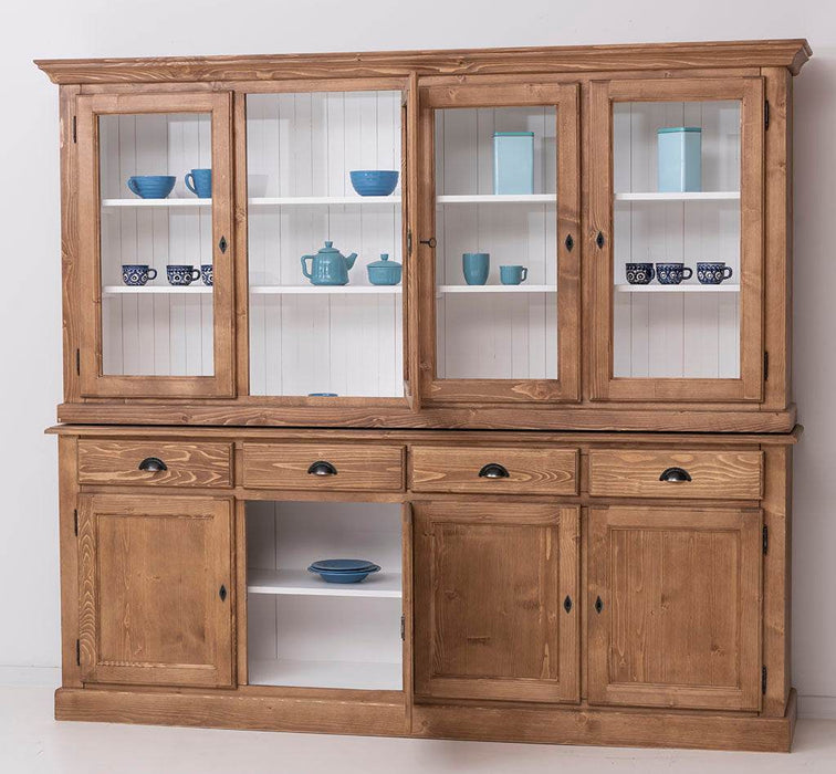 Esszimmerschrank aus Massivholz | Geschirrschrank | 2-teilig | 4 Elemente -