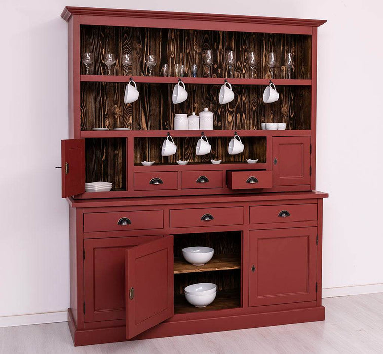 Fünftüriger Geschirrschrank aus Massivholz mit 6 Schubladen -