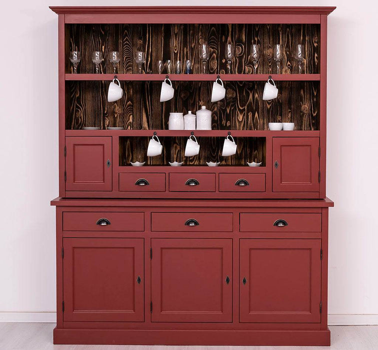 Fünftüriger Geschirrschrank aus Massivholz mit 6 Schubladen -