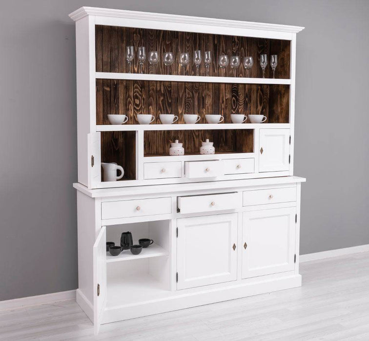 Fünftüriger Geschirrschrank aus Massivholz mit 6 Schubladen -