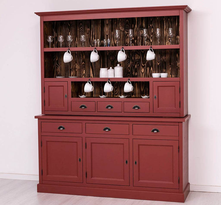 Fünftüriger Geschirrschrank aus Massivholz mit 6 Schubladen -