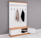 Garderobe aus Massivholz mit 6 Haken und 2 Staufächern - Eichenbank -
