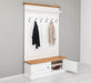 Garderobe aus Massivholz mit 6 Haken und 2 Staufächern - Eichenbank -
