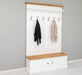 Garderobe aus Massivholz mit 6 Haken und 2 Staufächern - Eichenbank -