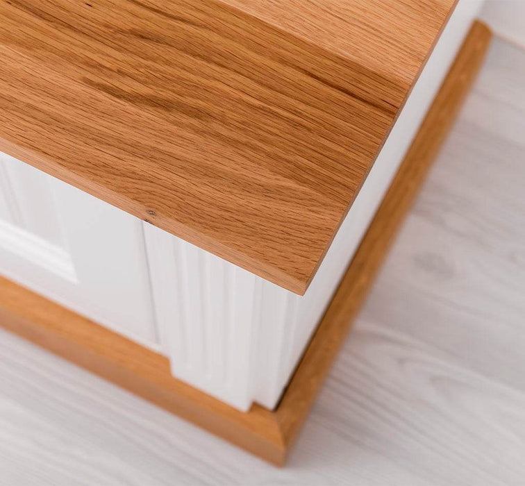 Garderobe aus Massivholz mit 6 Haken und 2 Staufächern - Eichenbank -