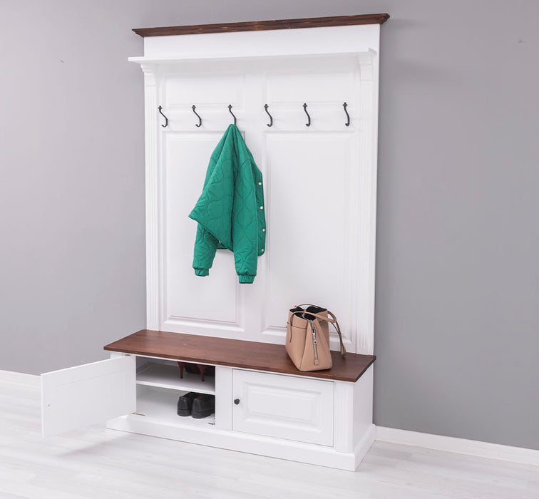 Garderobe aus Massivholz mit 6 Haken und 2 Staufächern - Holzkontrast
