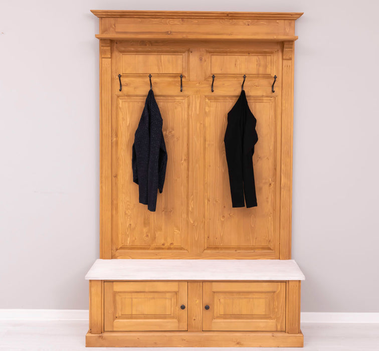 Garderobe aus Massivholz mit 6 Haken und 2 Staufächern - Holzkontrast