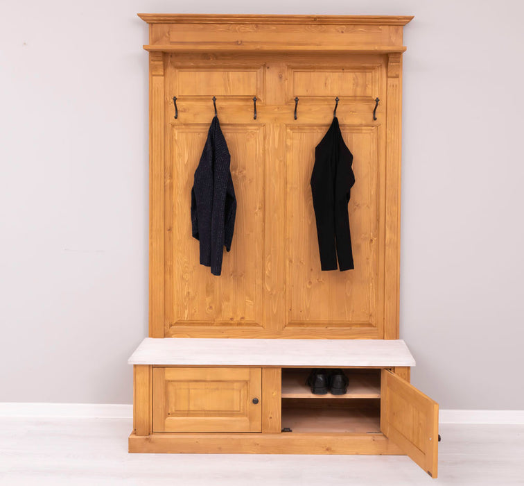 Garderobe aus Massivholz mit 6 Haken und 2 Staufächern - Holzkontrast
