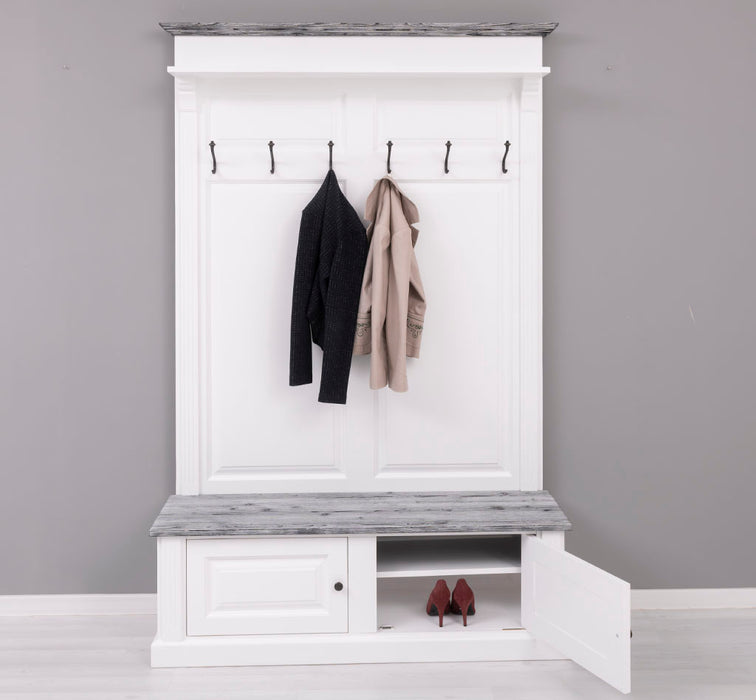 Garderobe aus Massivholz mit 6 Haken und 2 Staufächern - Holzkontrast