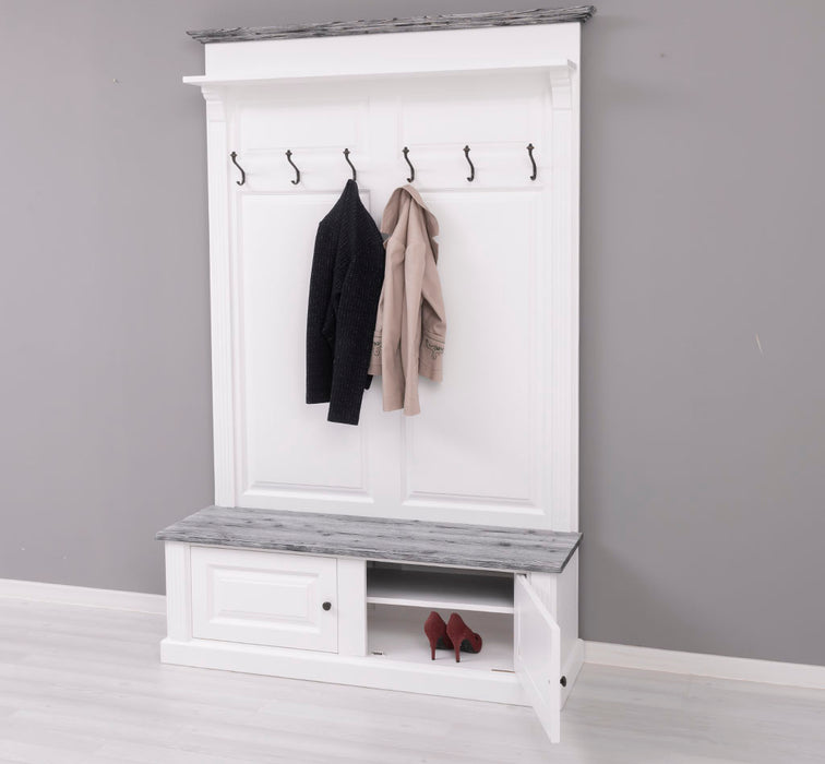 Garderobe aus Massivholz mit 6 Haken und 2 Staufächern - Holzkontrast