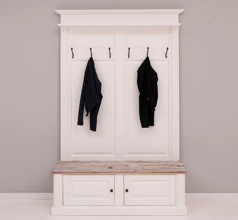 Garderobe aus Massivholz mit 6 Haken und 2 Staufächern - Holzkontrast