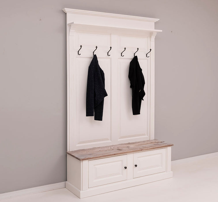 Garderobe aus Massivholz mit 6 Haken und 2 Staufächern - Holzkontrast