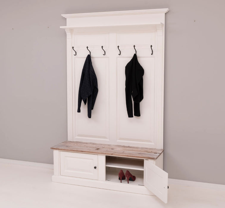 Garderobe aus Massivholz mit 6 Haken und 2 Staufächern - Holzkontrast
